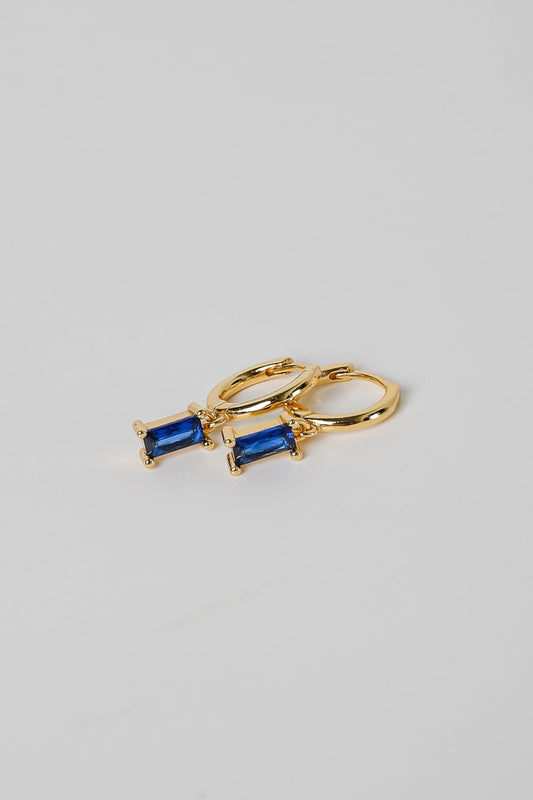 Stella Blue Gemstone Charm Mini Hoop Earrings