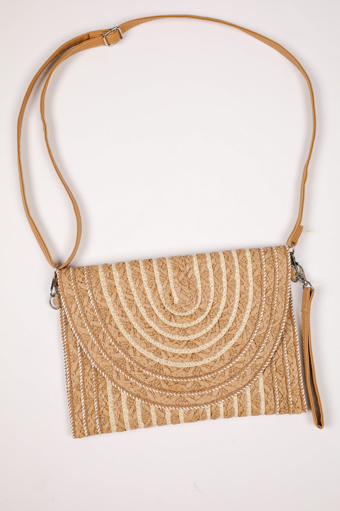 No Need To Rush Tan Straw Clutch