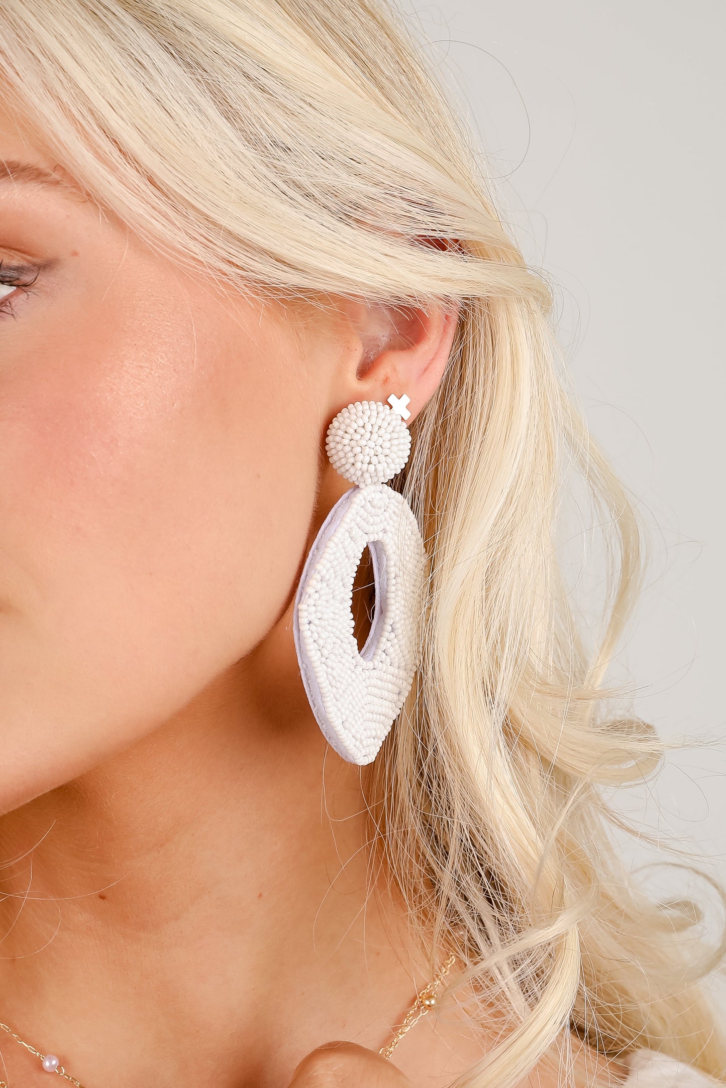 FINAL SALE - Jackie White Beaded Statement Earrings