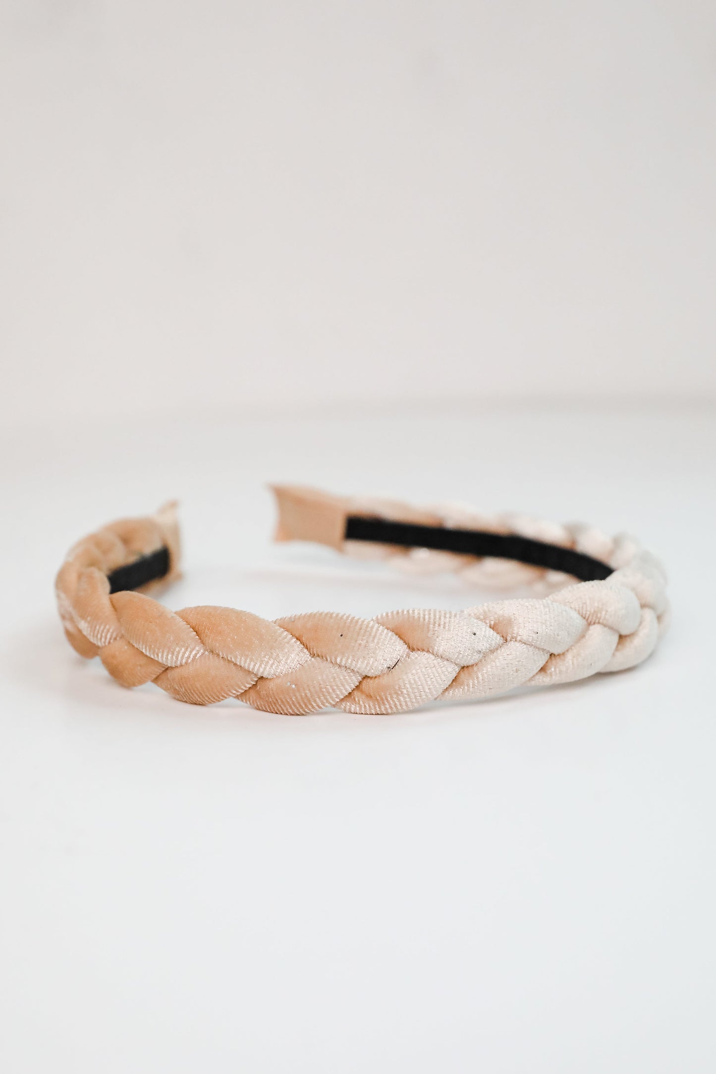 FINAL SALE - Sweet Credentials Beige Velvet Braided Headband