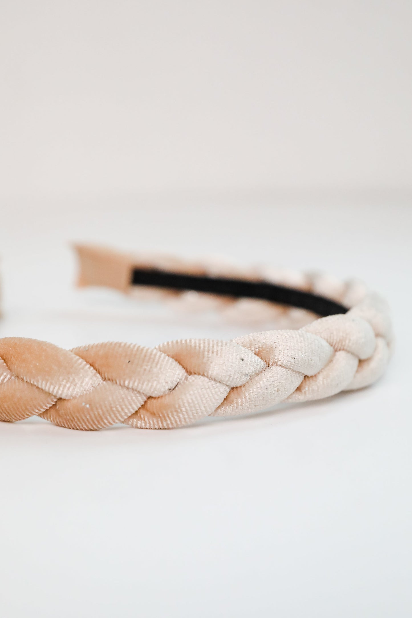 FINAL SALE - Sweet Credentials Beige Velvet Braided Headband
