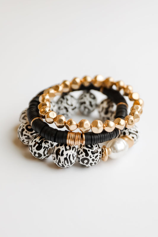 FINAL SALE - Lydia Black Beaded Bracelet Set