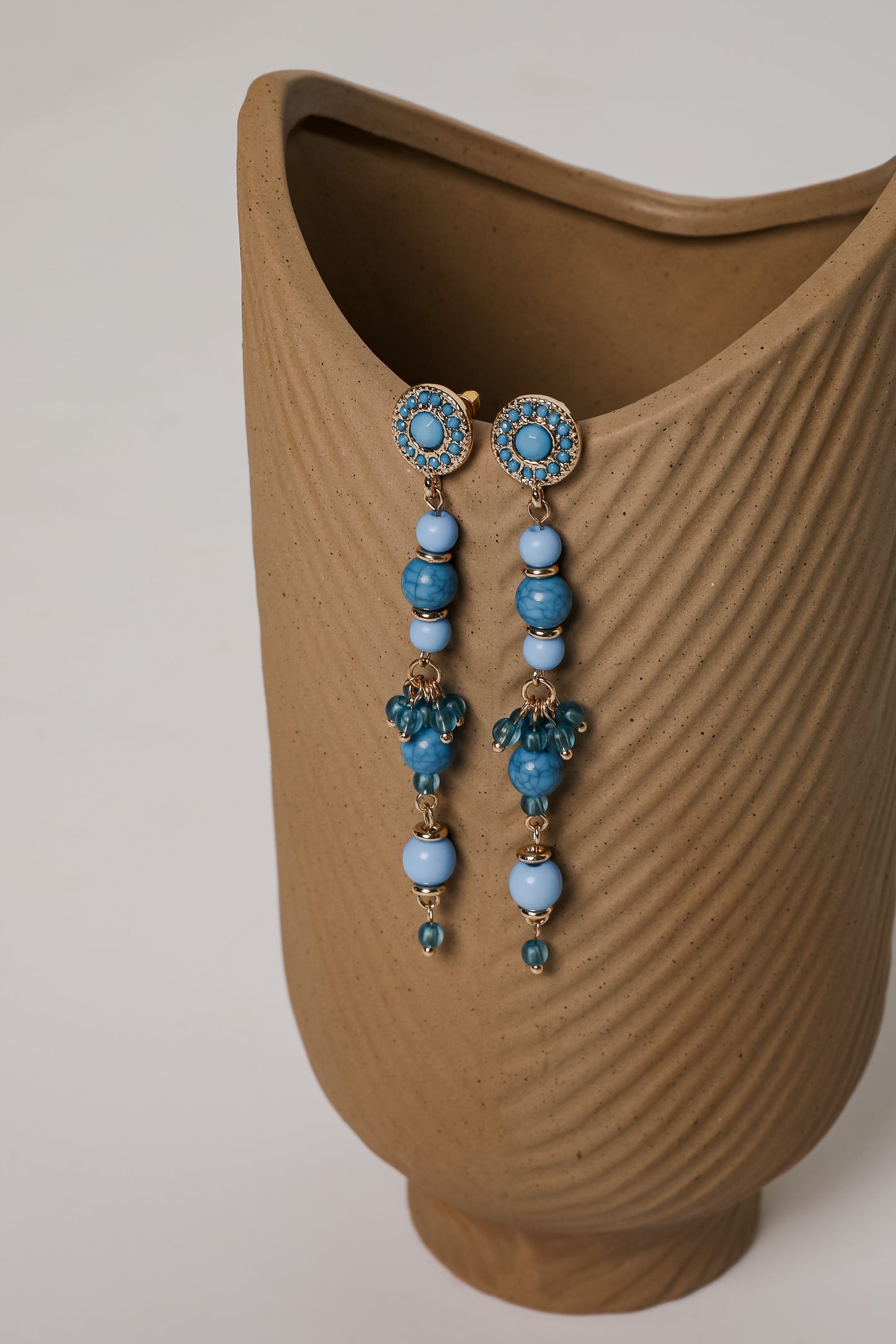 FINAL SALE - Rachel Blue Beaded Drop Earrings