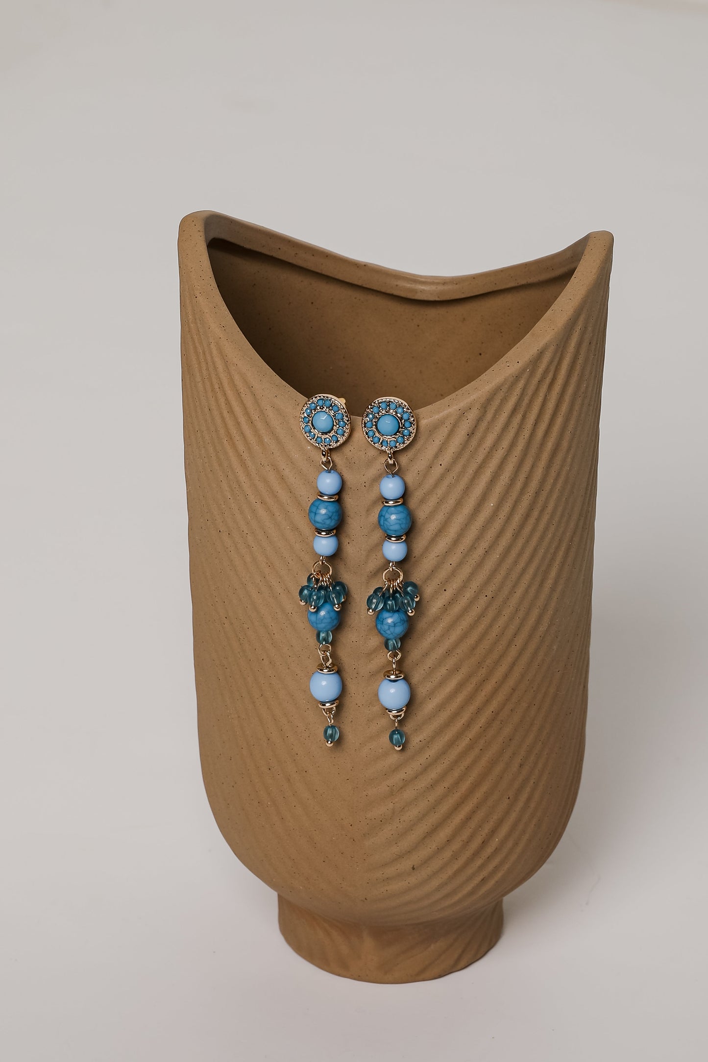 FINAL SALE - Rachel Blue Beaded Drop Earrings