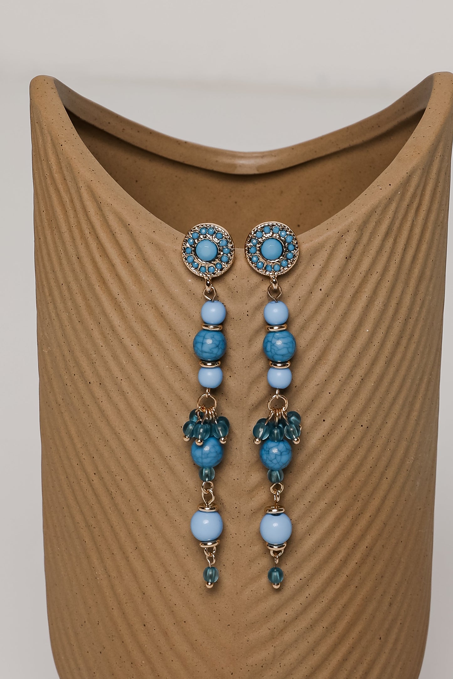 FINAL SALE - Rachel Blue Beaded Drop Earrings