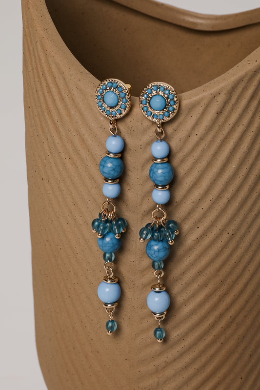 FINAL SALE - Rachel Blue Beaded Drop Earrings
