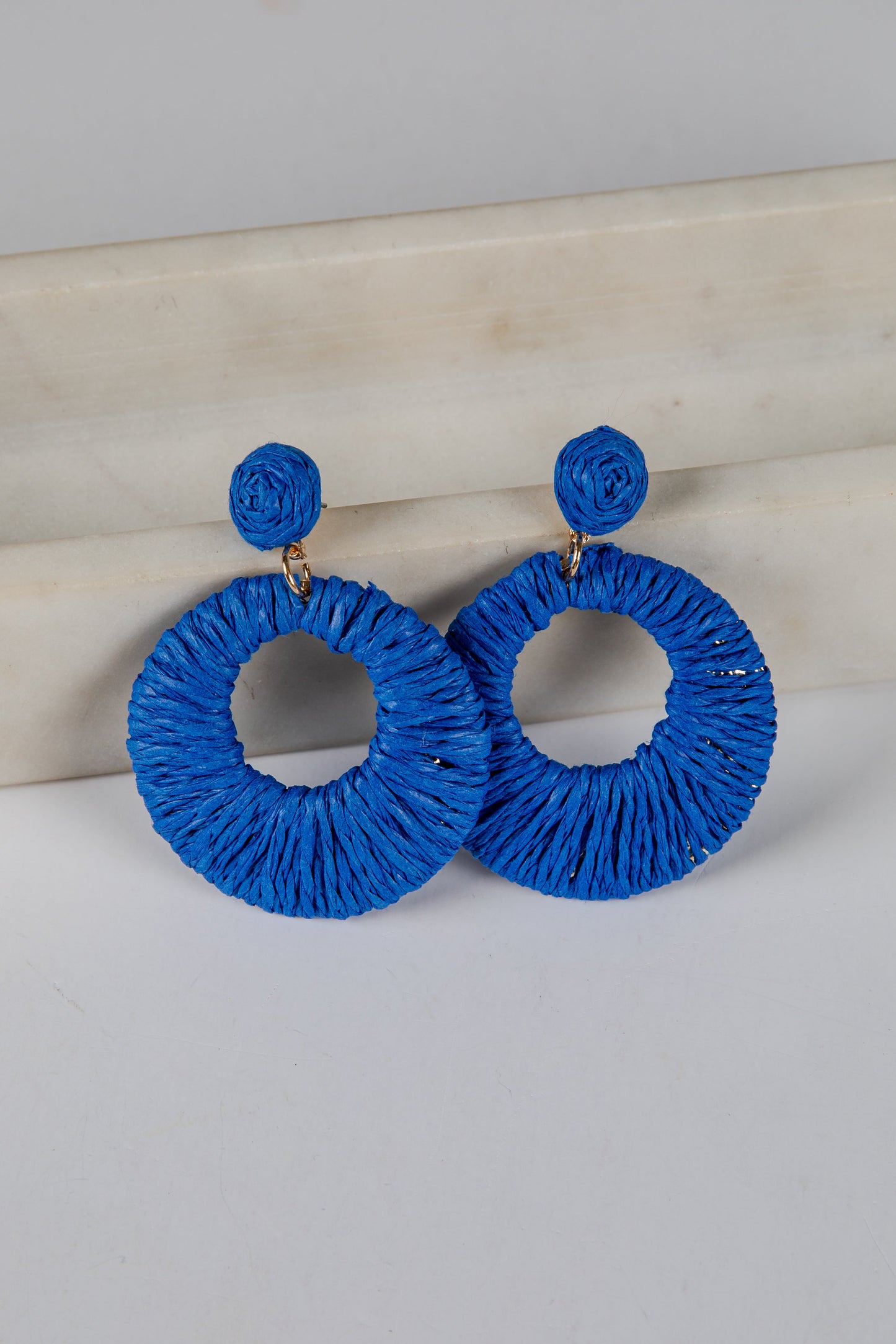 Gracie Straw Circle Drop Earrings