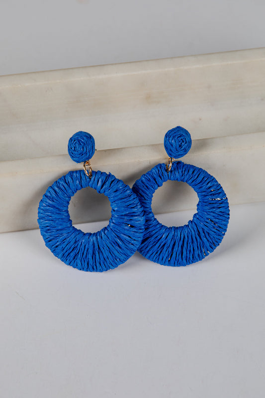 Gracie Straw Circle Drop Earrings