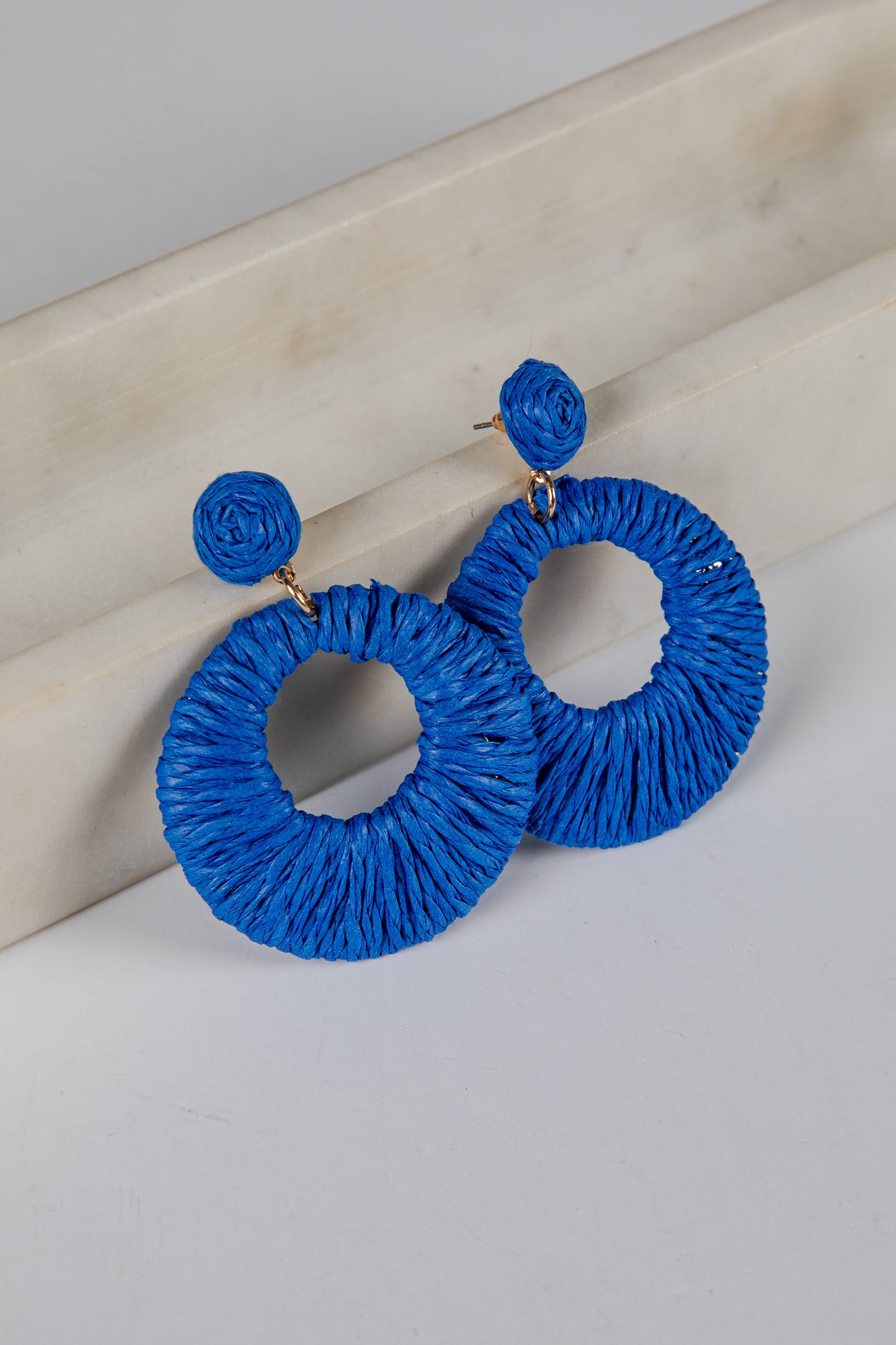 Gracie Straw Circle Drop Earrings