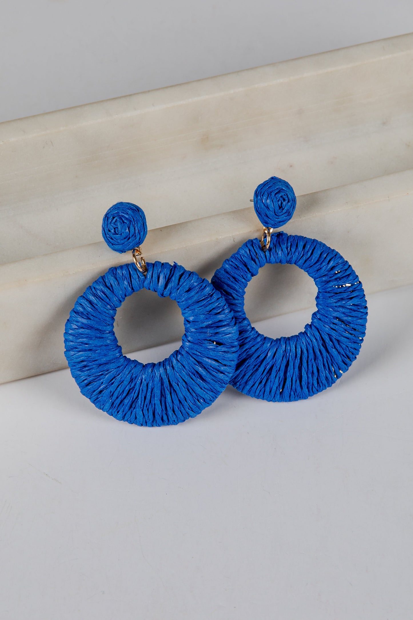 Gracie Straw Circle Drop Earrings
