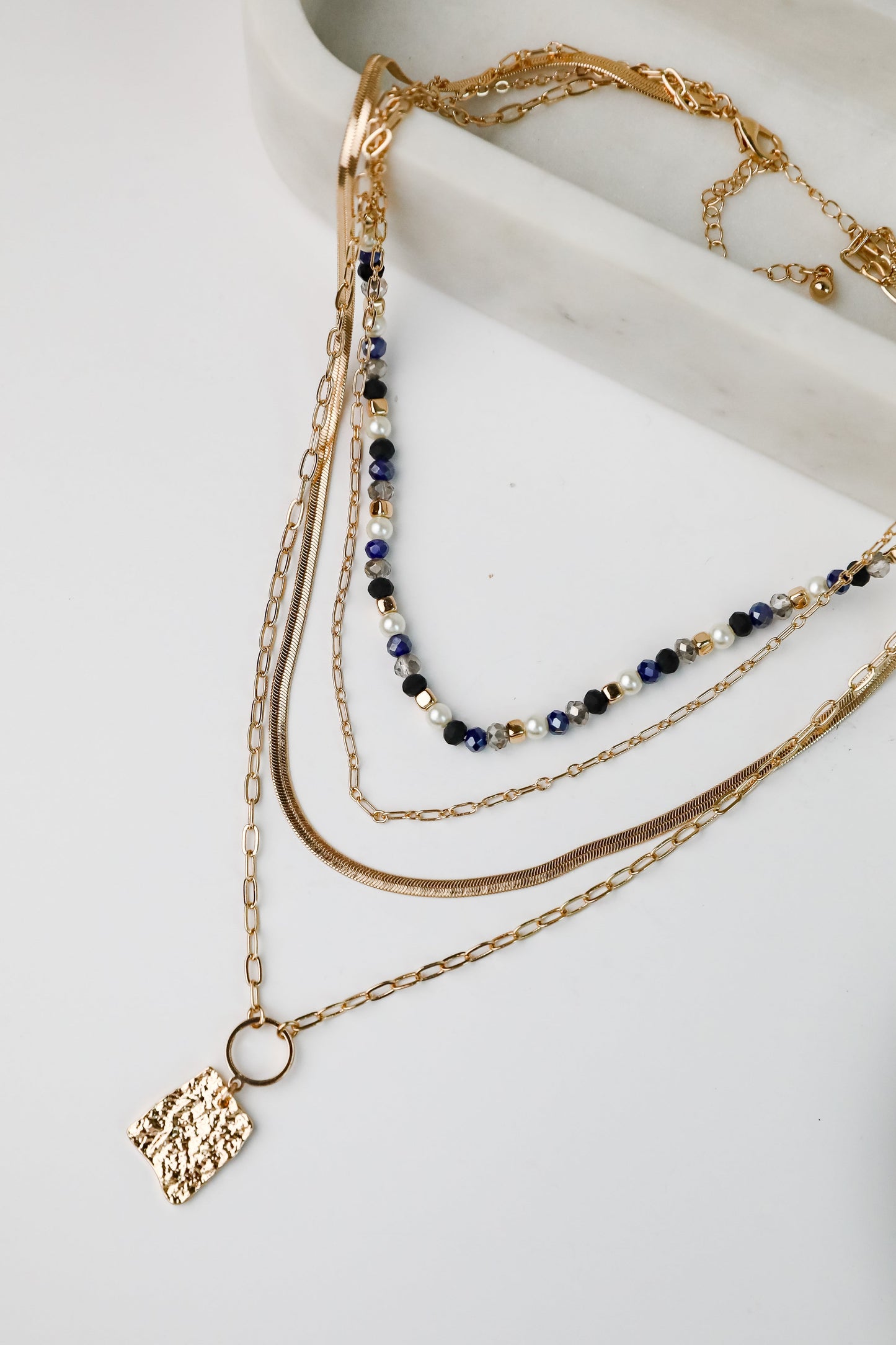 FINAL SALE - Elena Blue Layered Chain Necklace