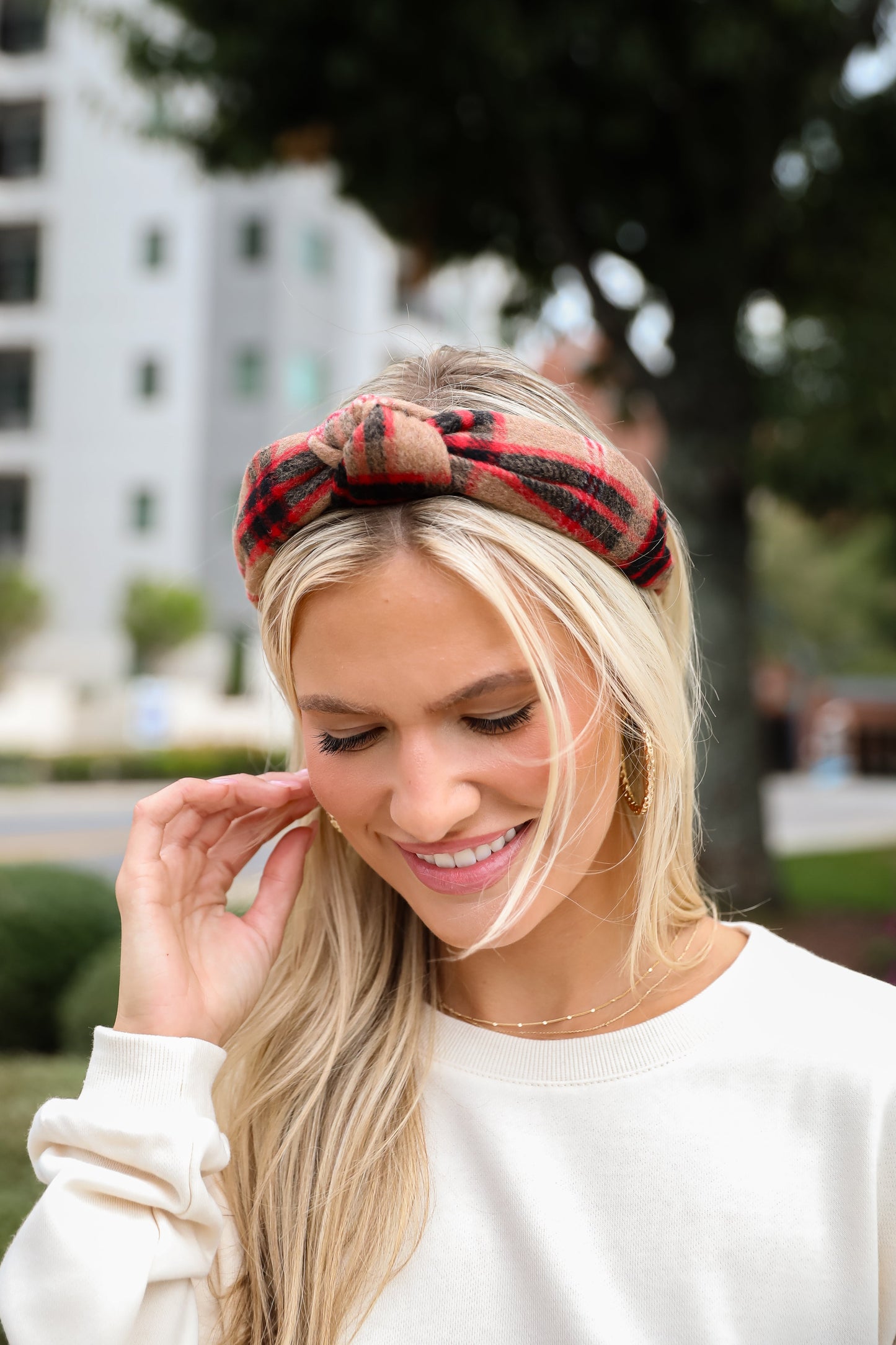 FINAL SALE - Precious Energy Plaid Knotted Headband