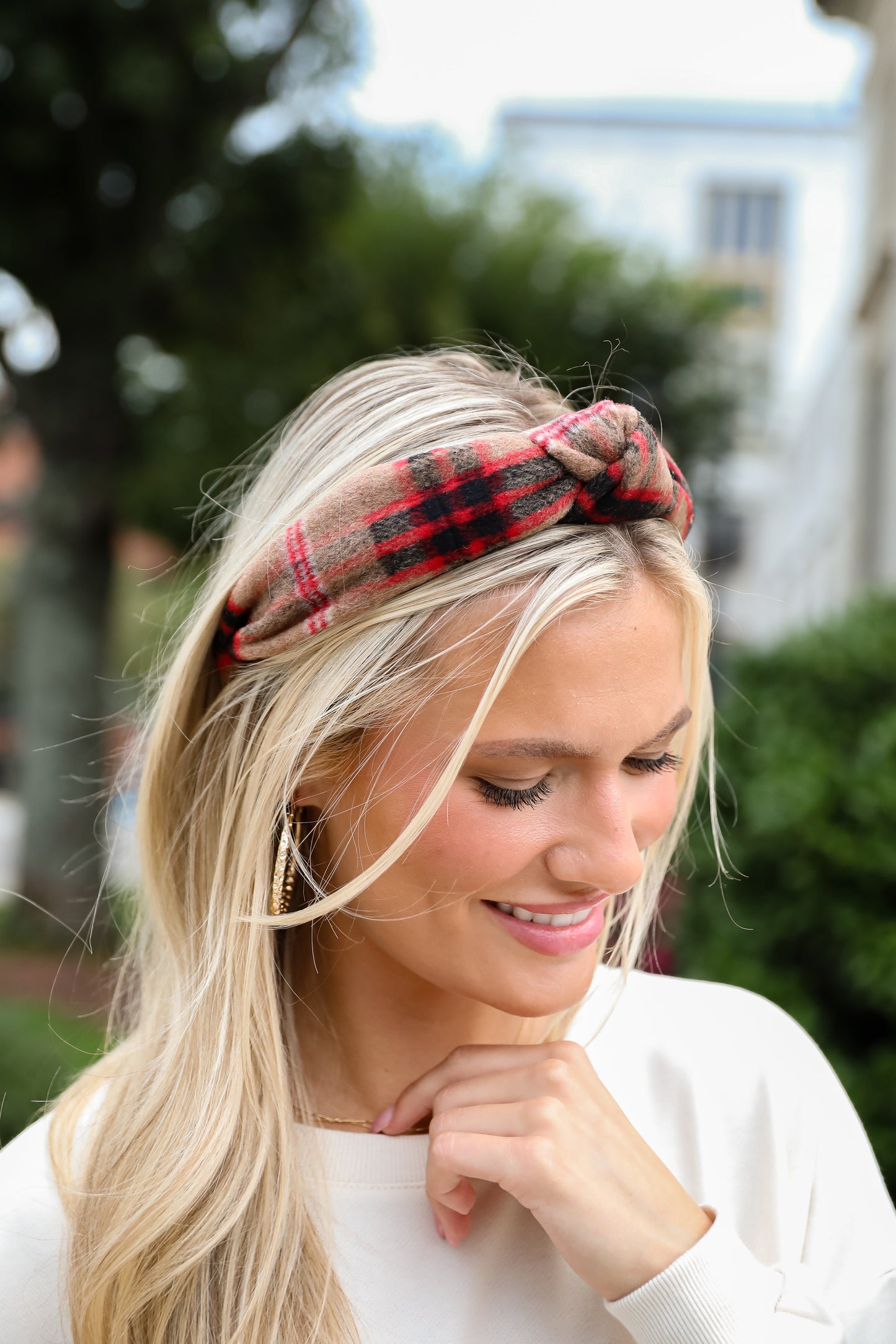 FINAL SALE - Precious Energy Plaid Knotted Headband