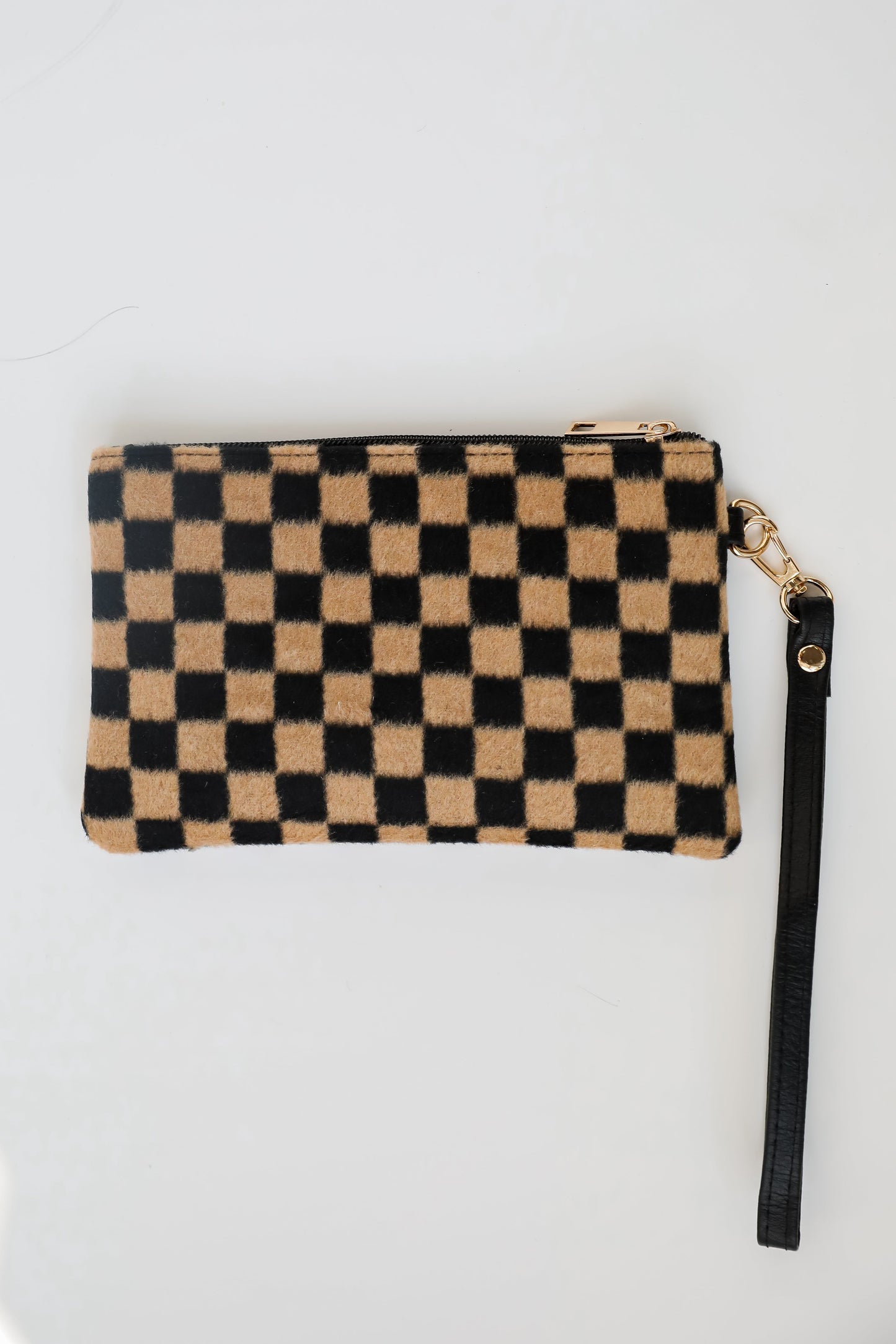 FINAL SALE - Composed Confidence Brown Checkered Wristlet