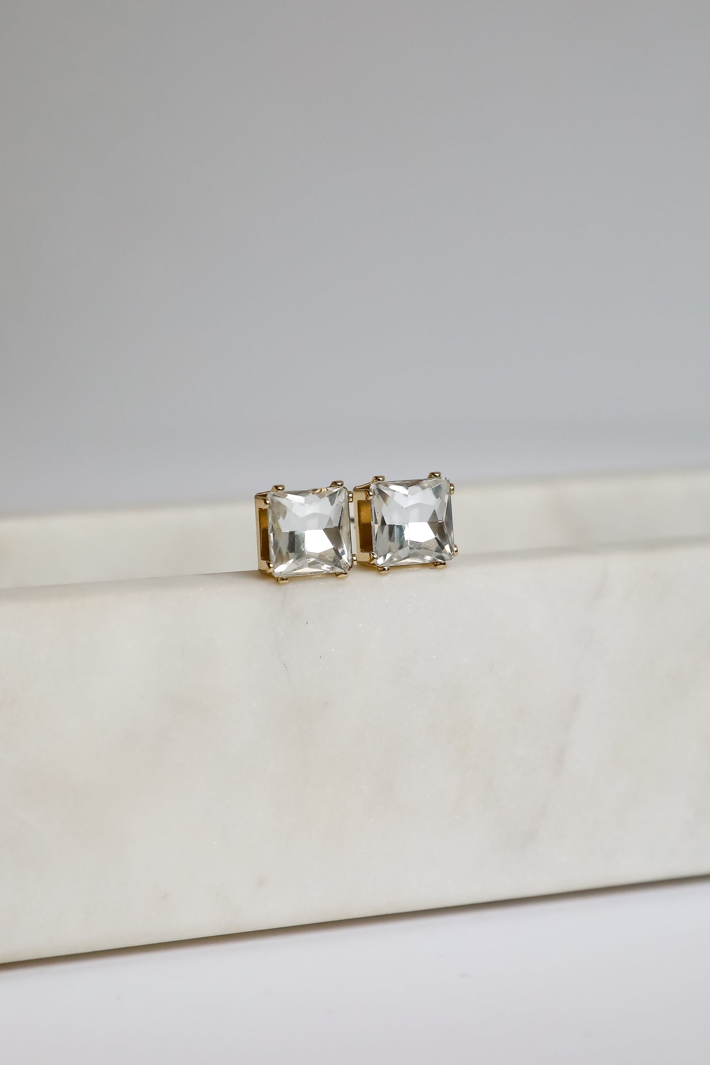 FINAL SALE - Selena Clear Gemstone Stud Earrings