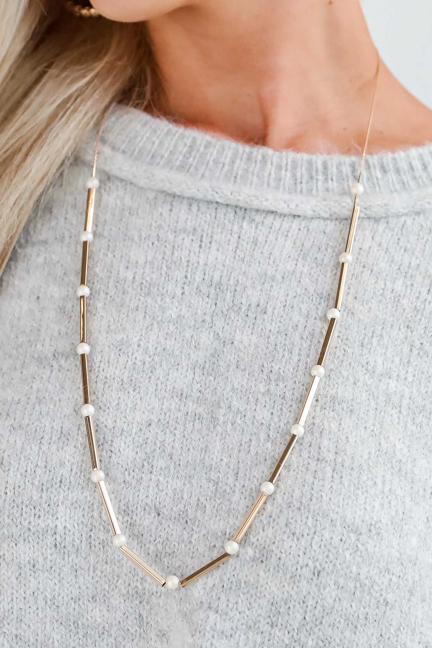 FINAL SALE - Lucy Gold Pearl Chain Necklace