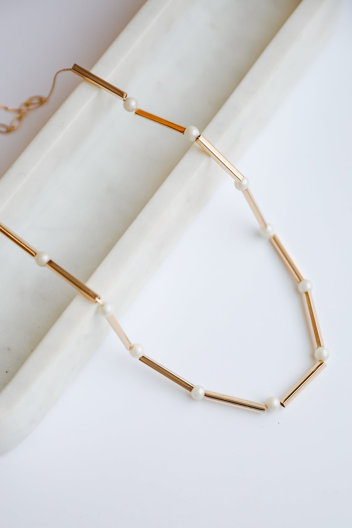 FINAL SALE - Lucy Gold Pearl Chain Necklace