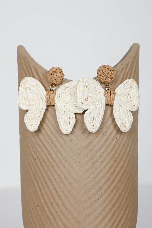 FINAL SALE - Olivia Cream Straw Bow Earrings