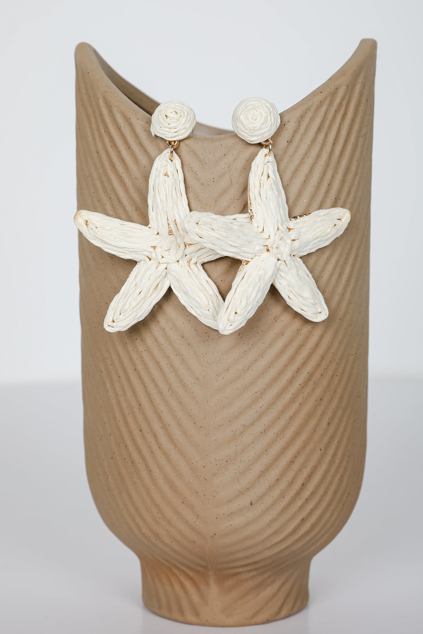 FINAL SALE - Elaine Cream Straw Flower Earrings