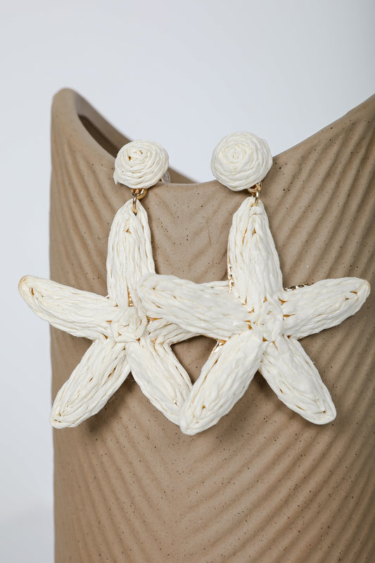 FINAL SALE - Elaine Cream Straw Flower Earrings