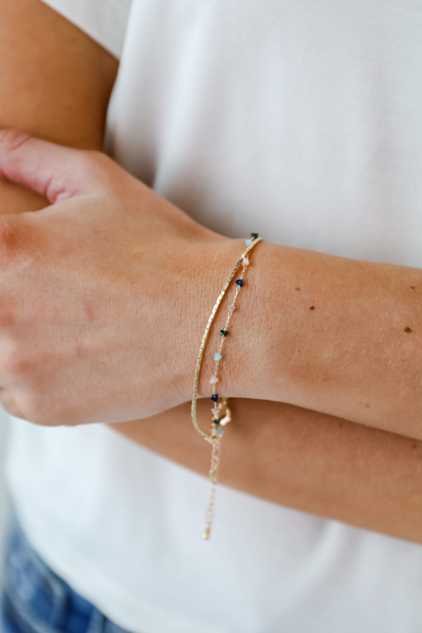 Gabby Gold Beaded Layered Bracelet