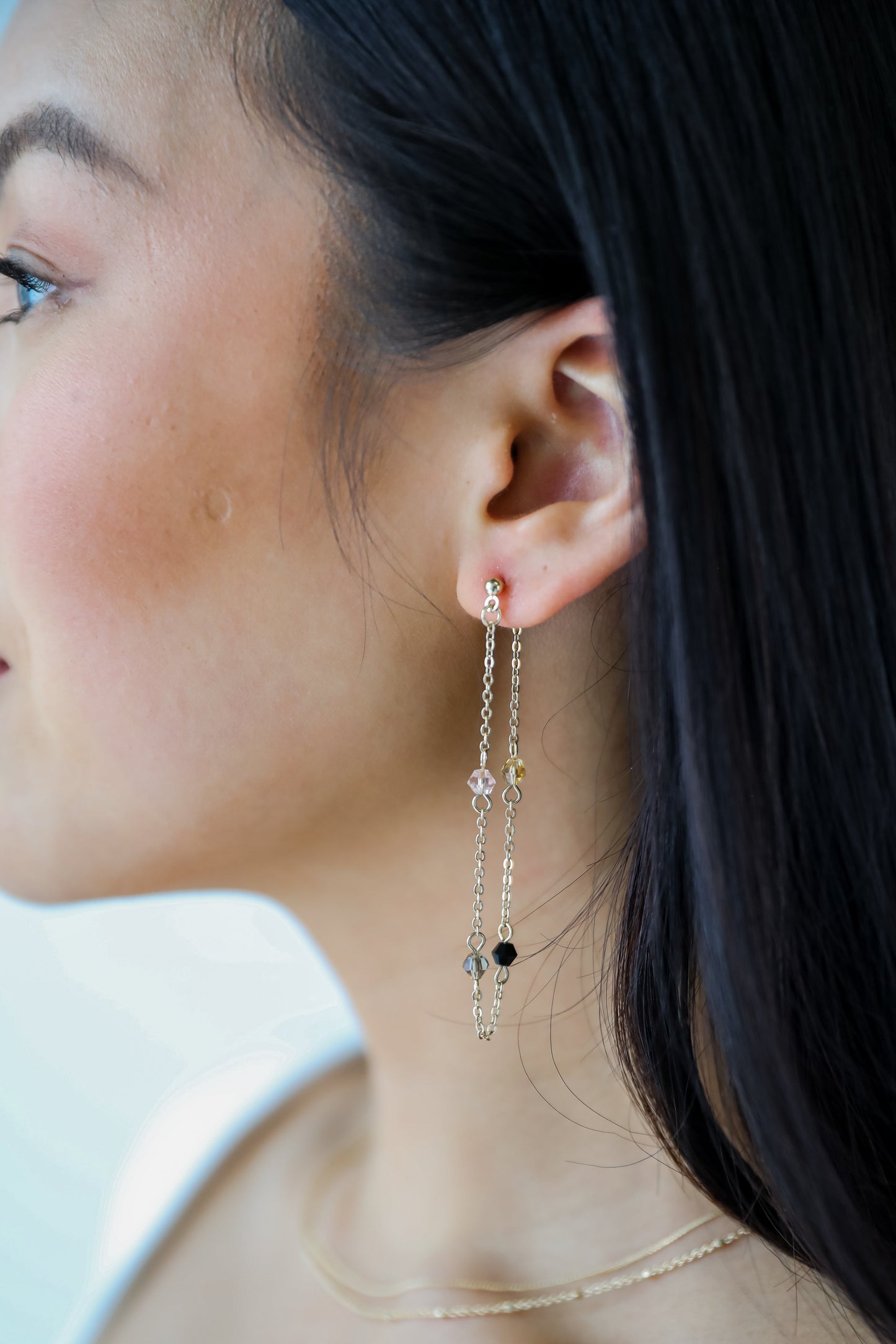 Ashley Gold Beaded Chain Drop Earrings