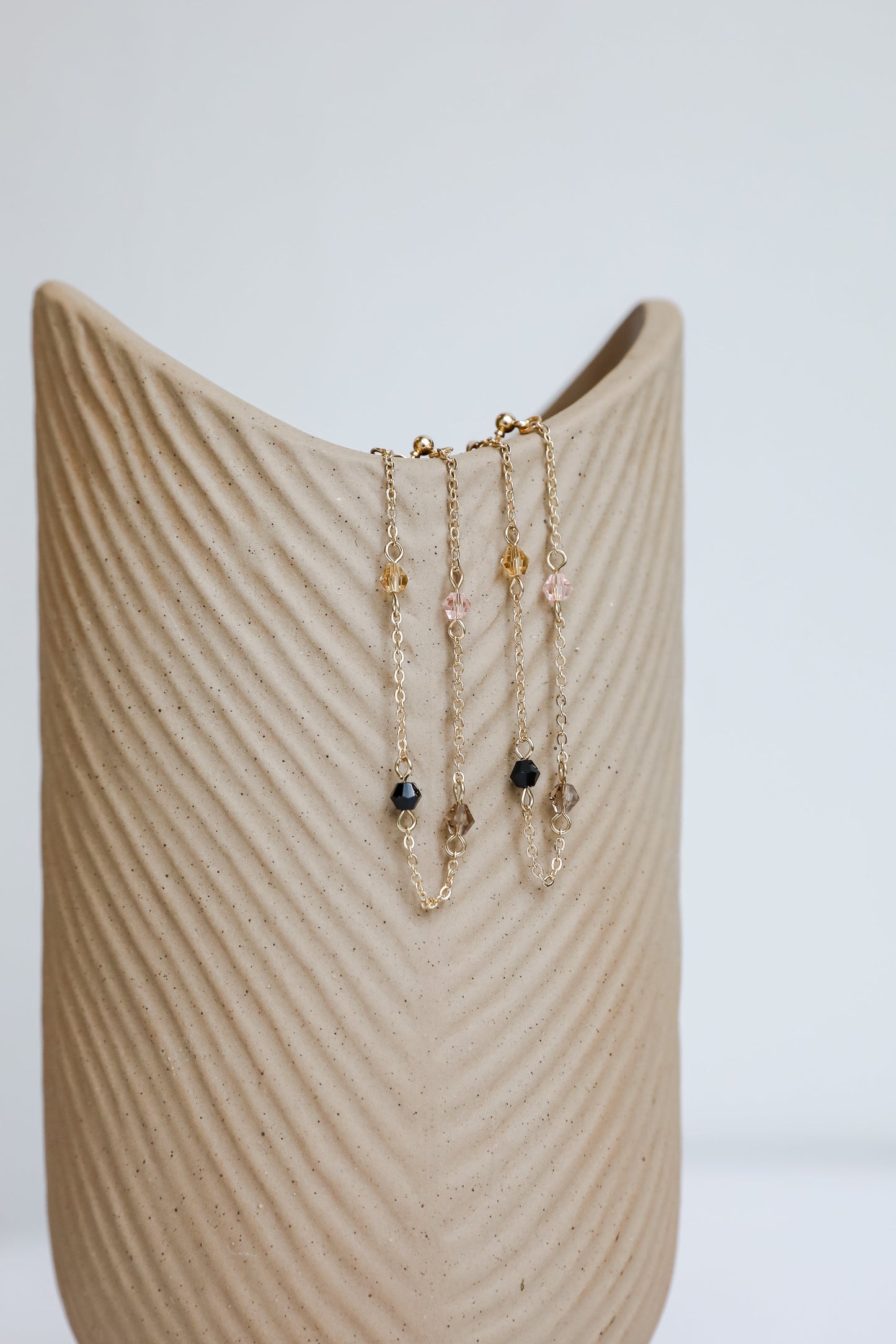 Ashley Gold Beaded Chain Drop Earrings