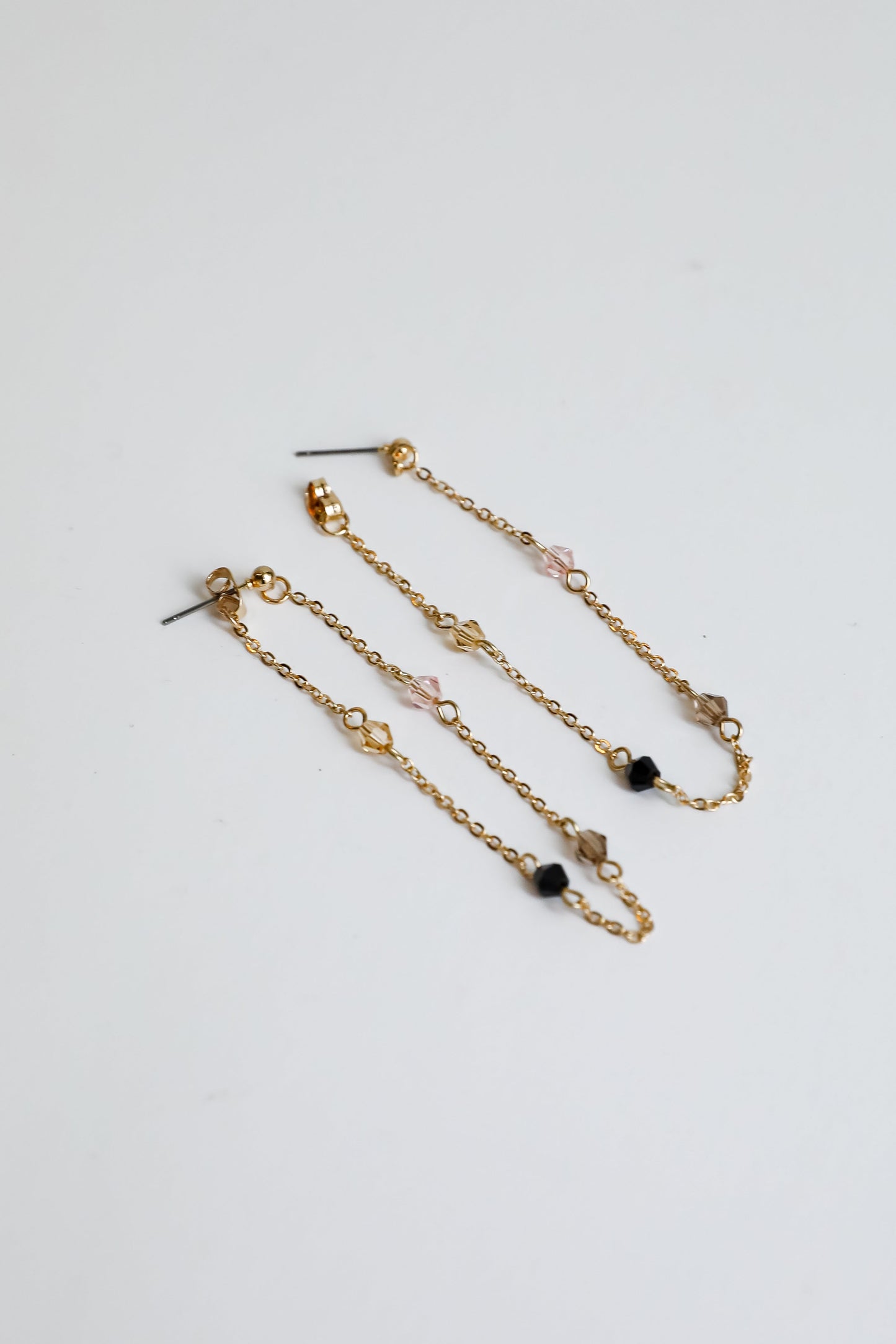 Ashley Gold Beaded Chain Drop Earrings