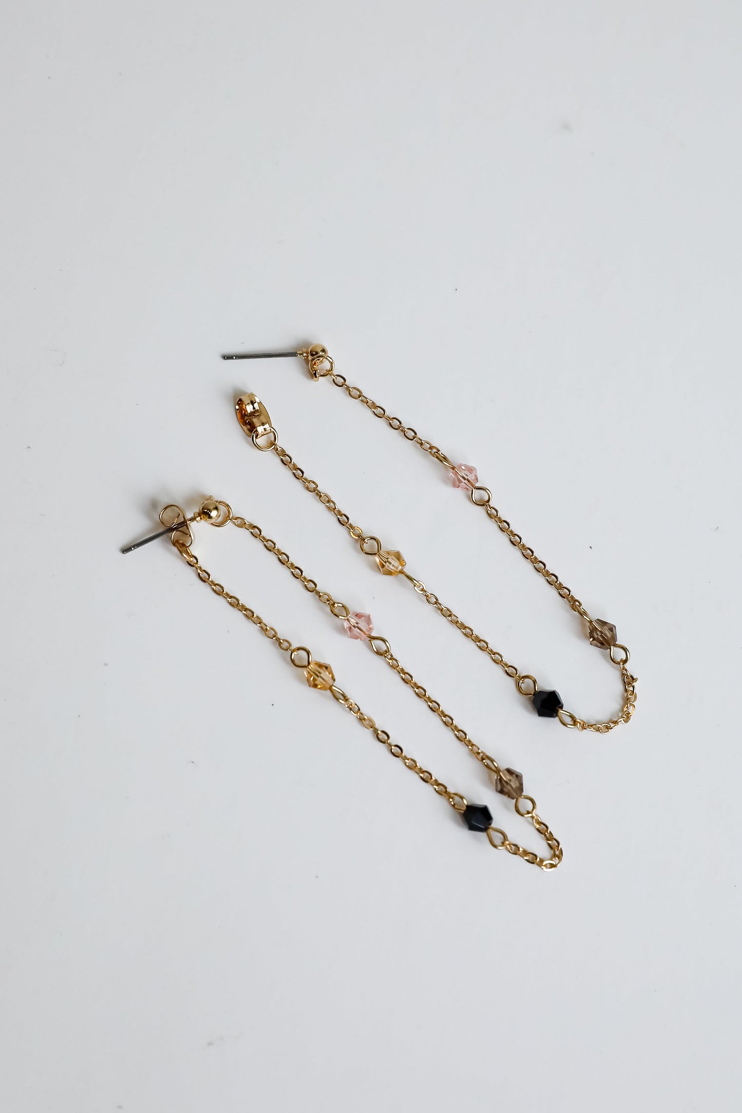 Ashley Gold Beaded Chain Drop Earrings