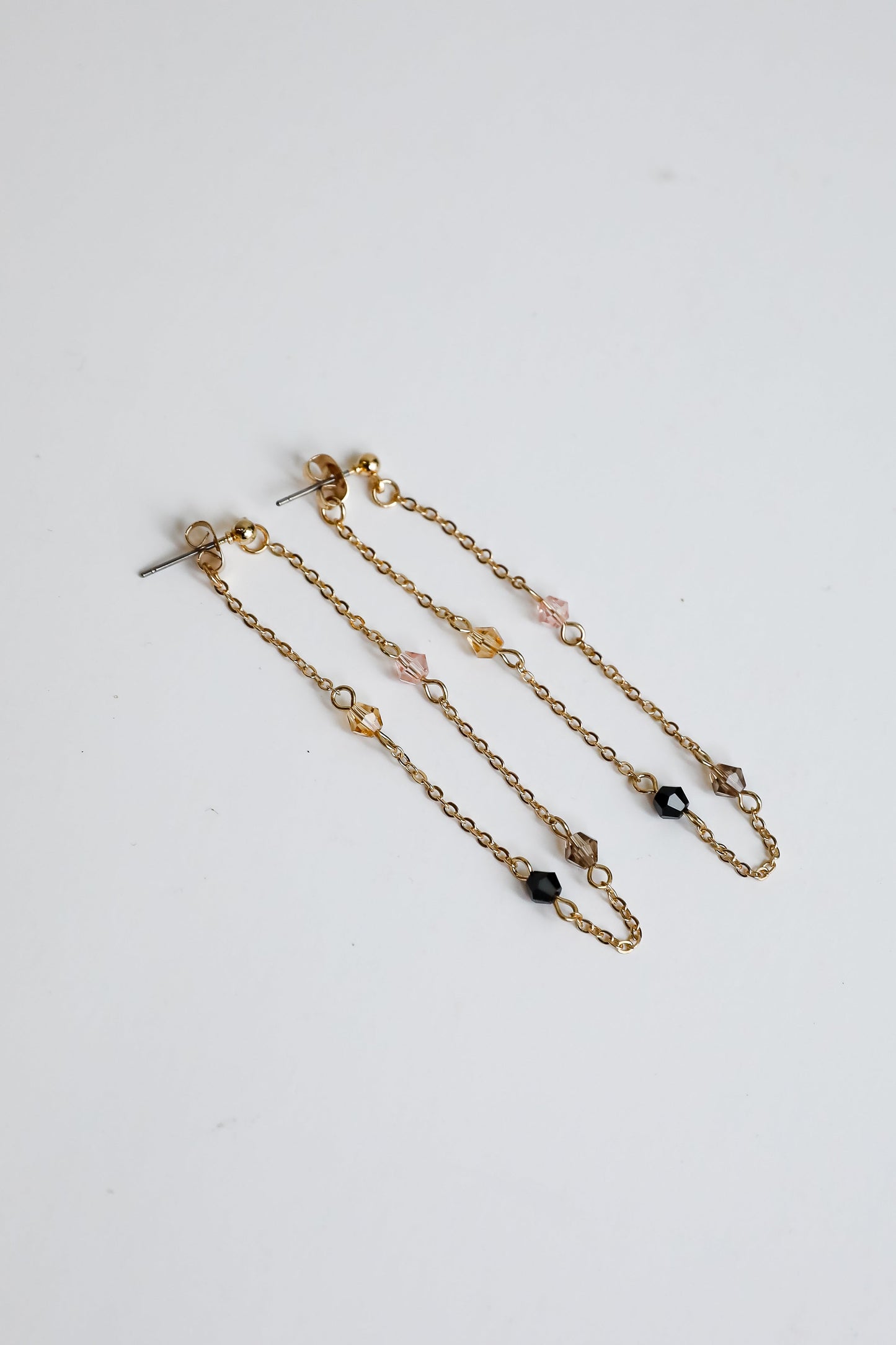 Ashley Gold Beaded Chain Drop Earrings