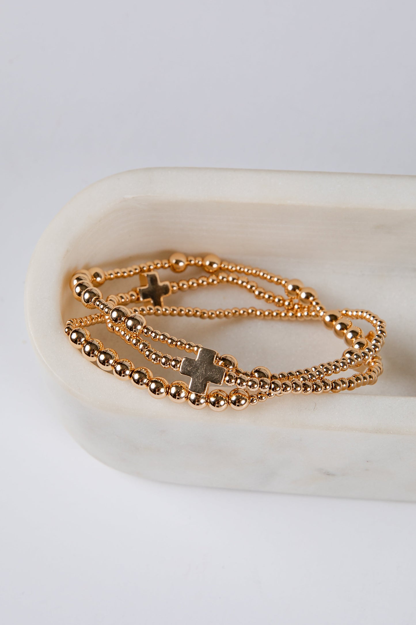 Brianna Gold Beaded Bracelet Set