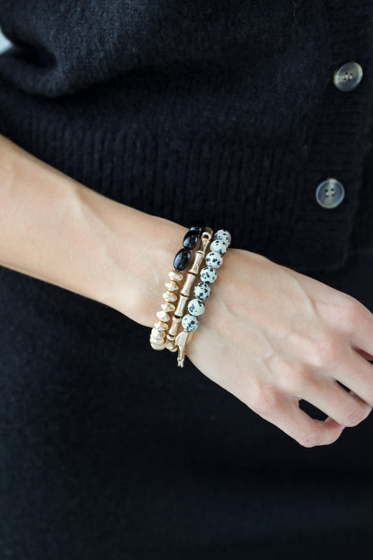 FINAL SALE - Reagan Gold Beaded Bracelet Set