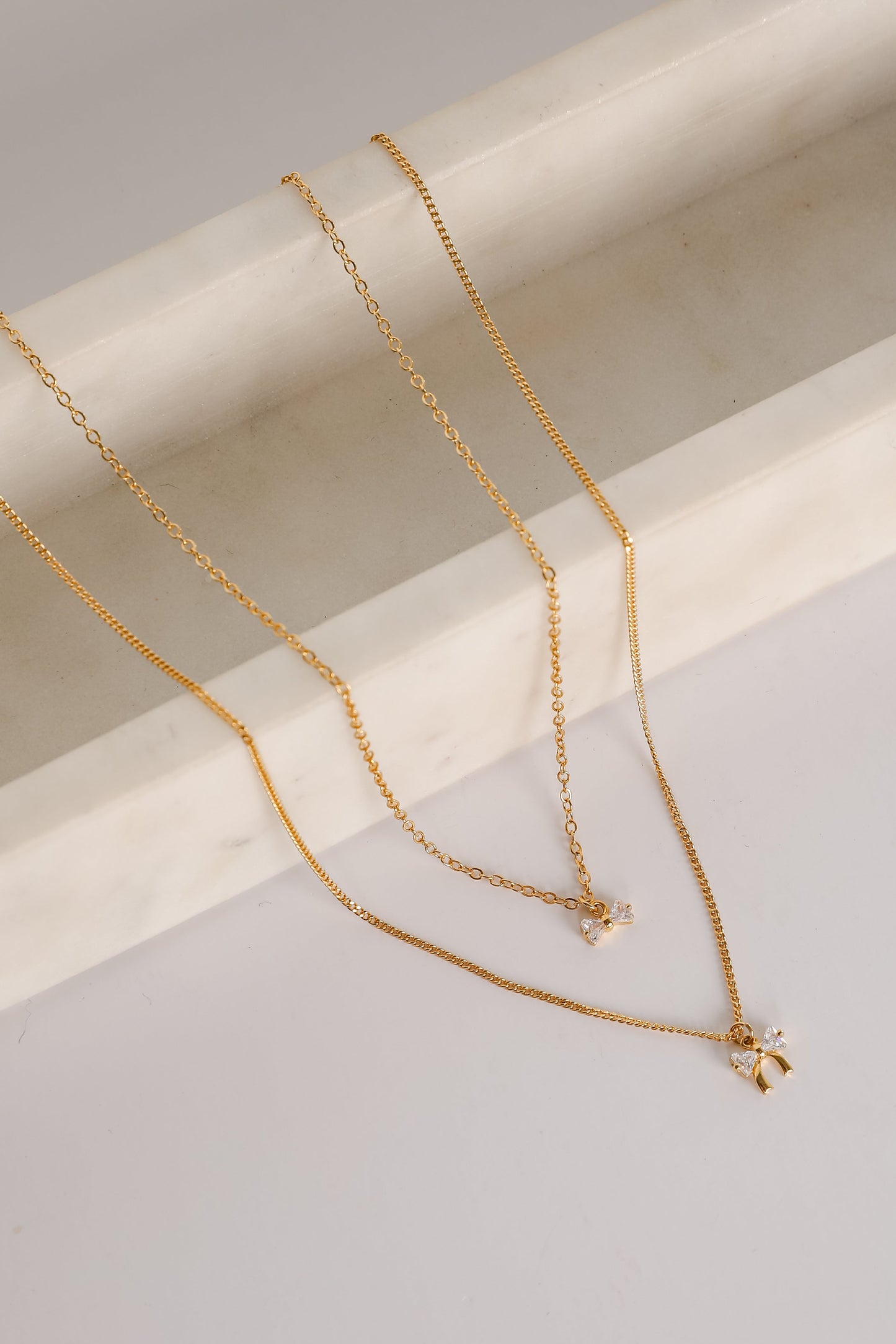 Gianna Gold Bow Charm Layered Necklace