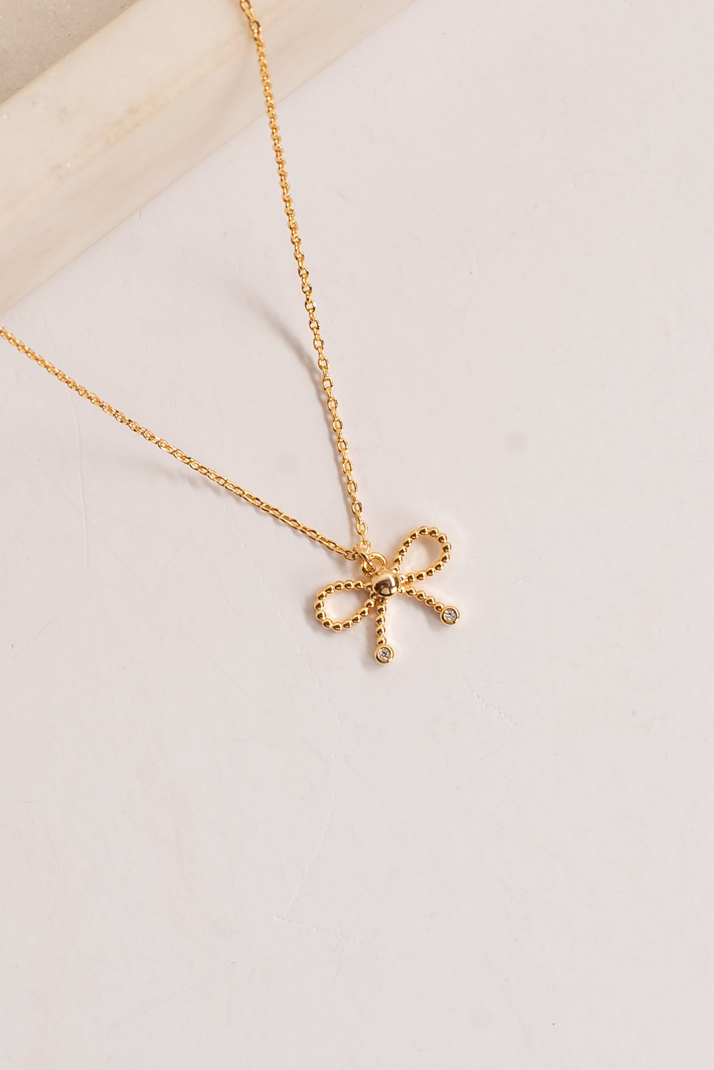 Marissa Gold Bow Charm Necklace