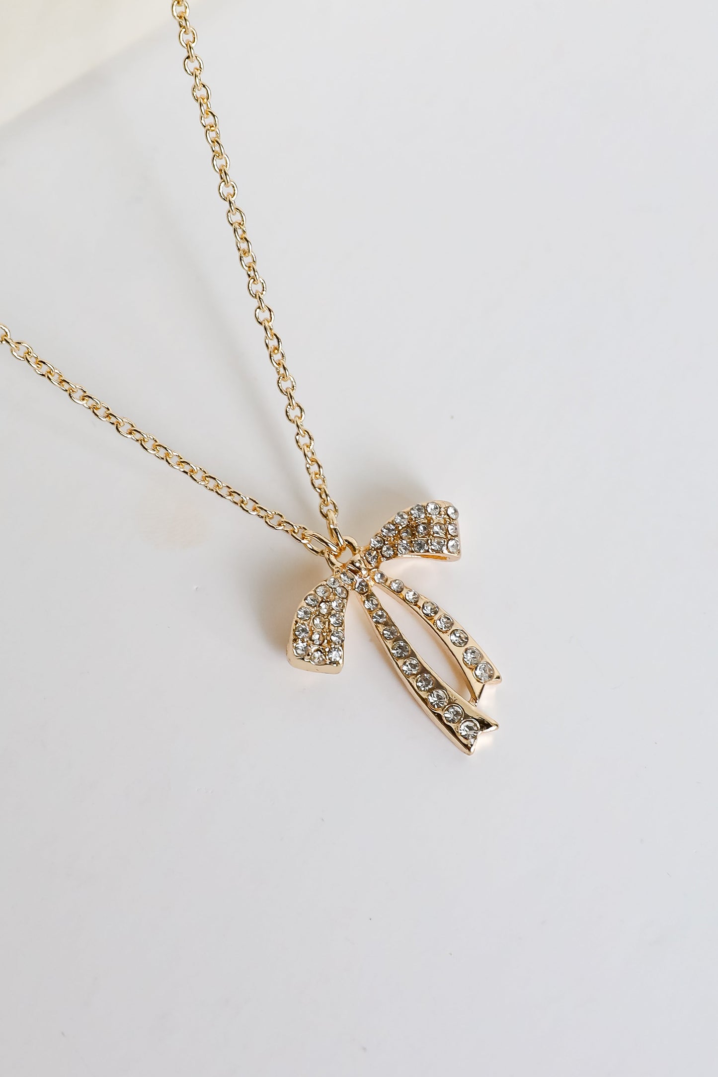 Camila Gold Rhinestone Bow Charm Necklace