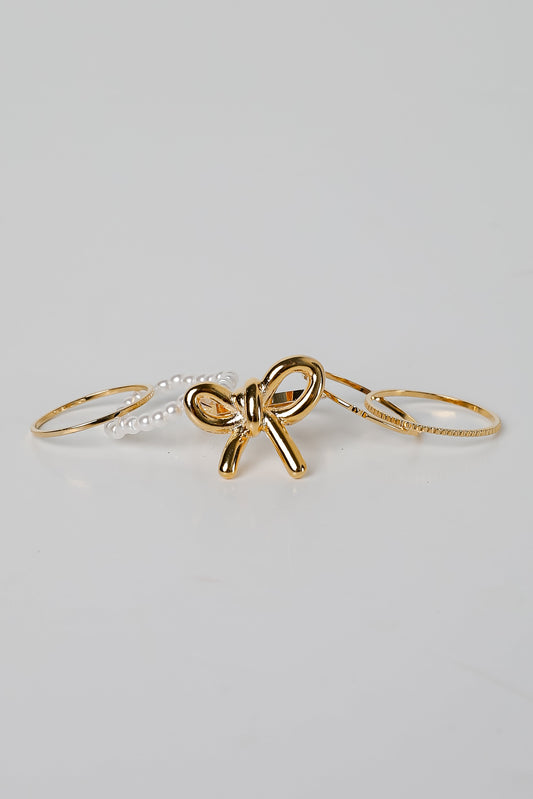 Eliana Gold Bow Ring Set