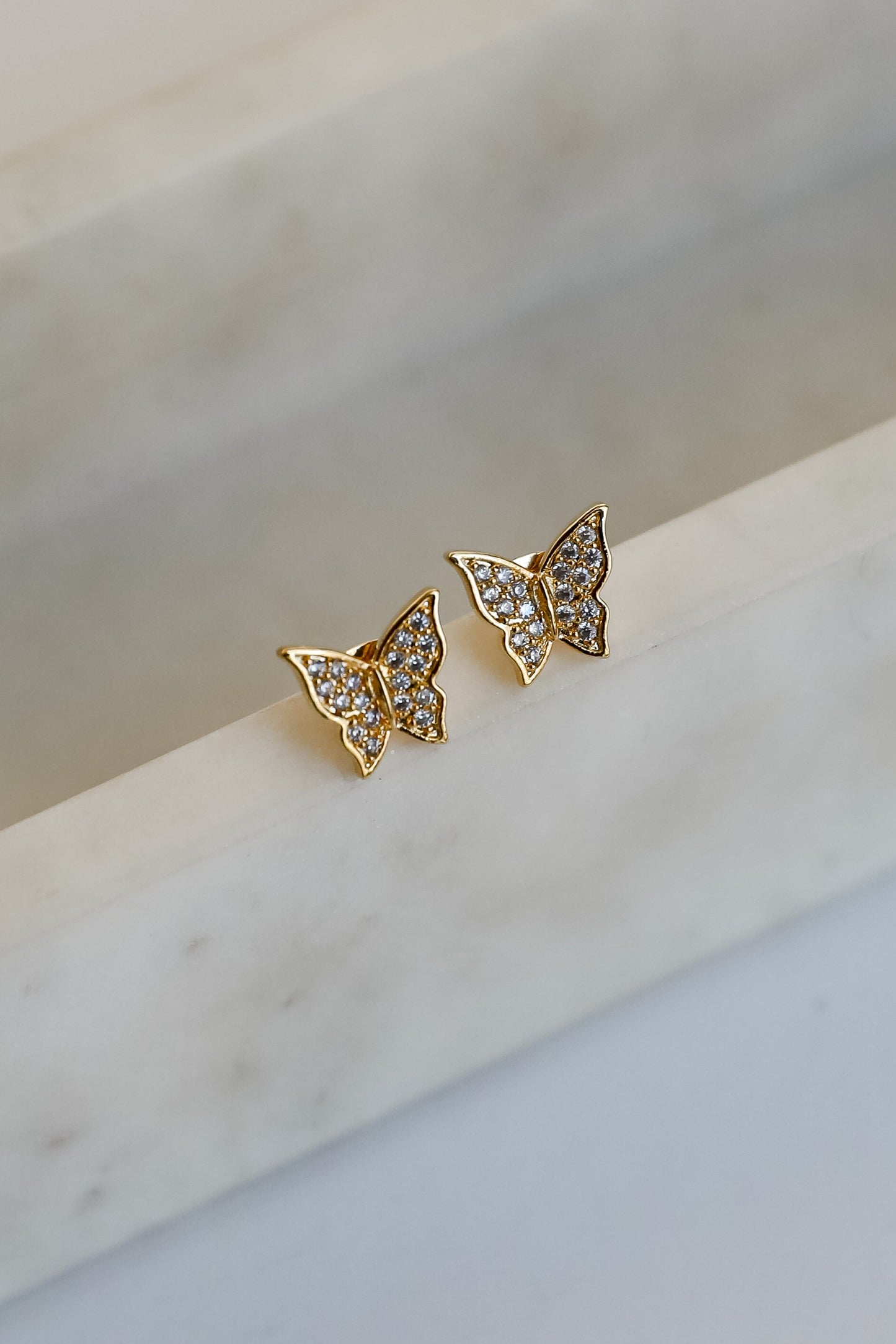 FINAL SALE - Lola Gold Rhinestone Butterfly Stud Earrings