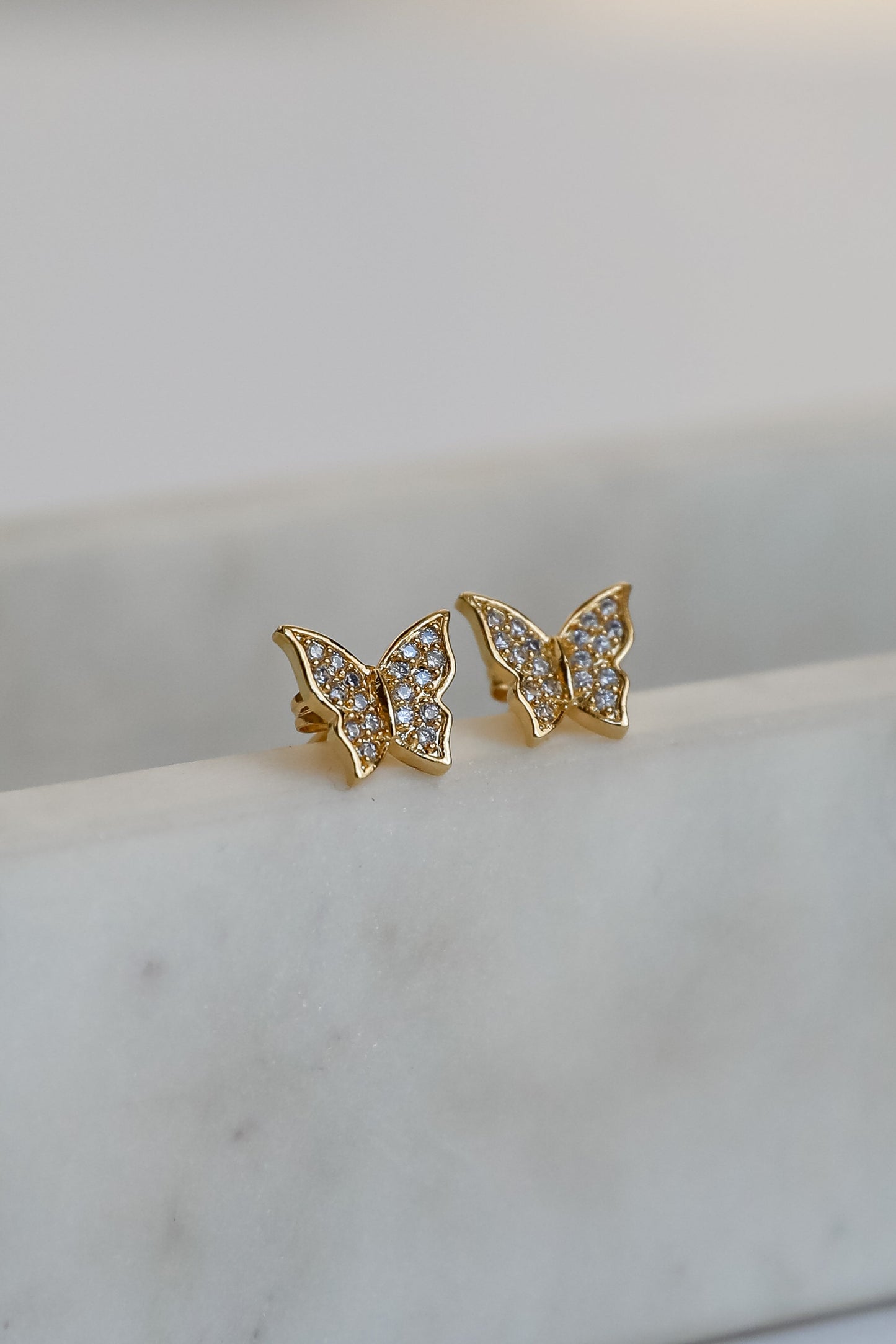 FINAL SALE - Lola Gold Rhinestone Butterfly Stud Earrings