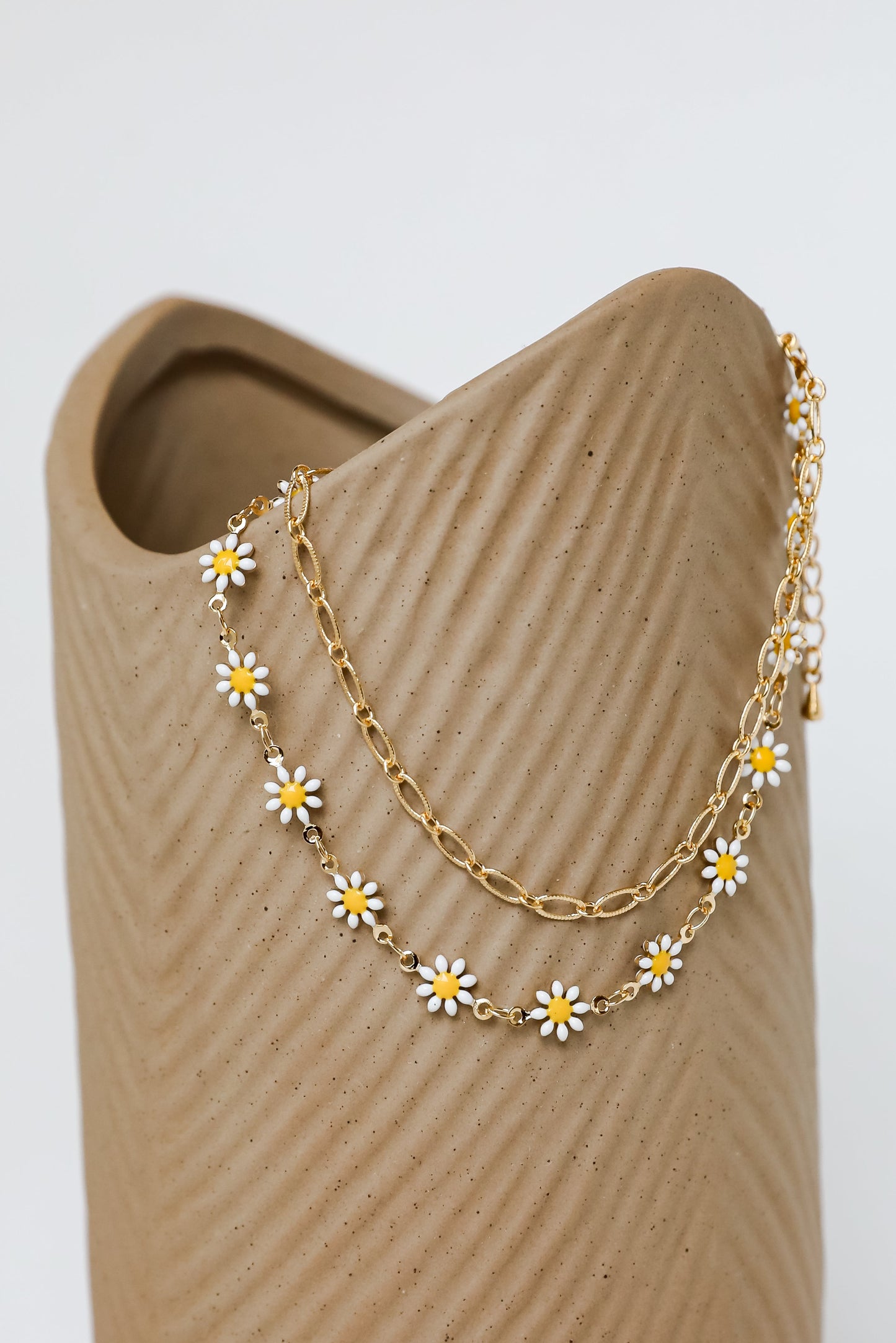 Rachel Gold Flower Charm Layered Anklet