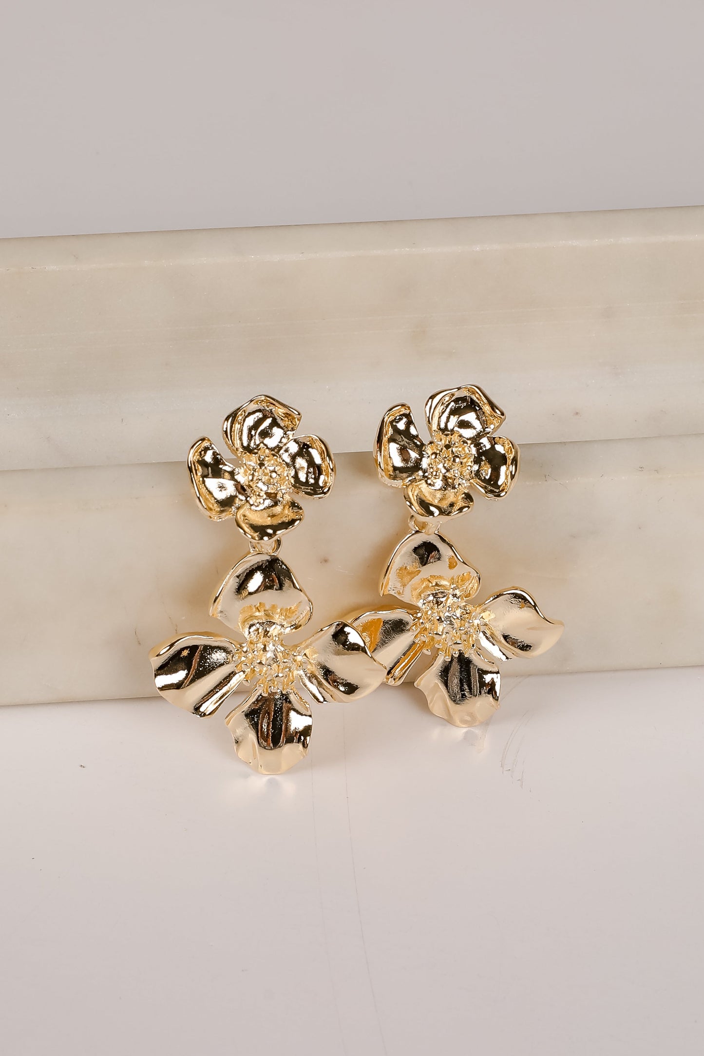 Sydney Gold Flower Drop Earrings