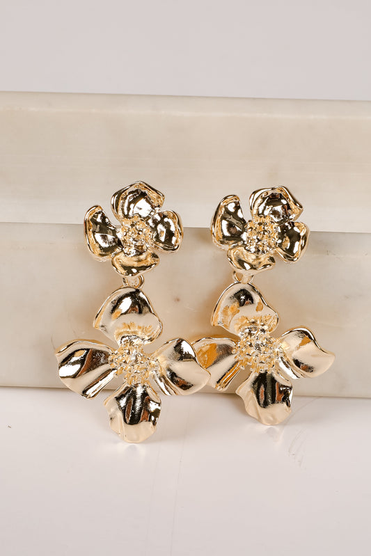 Sydney Gold Flower Drop Earrings