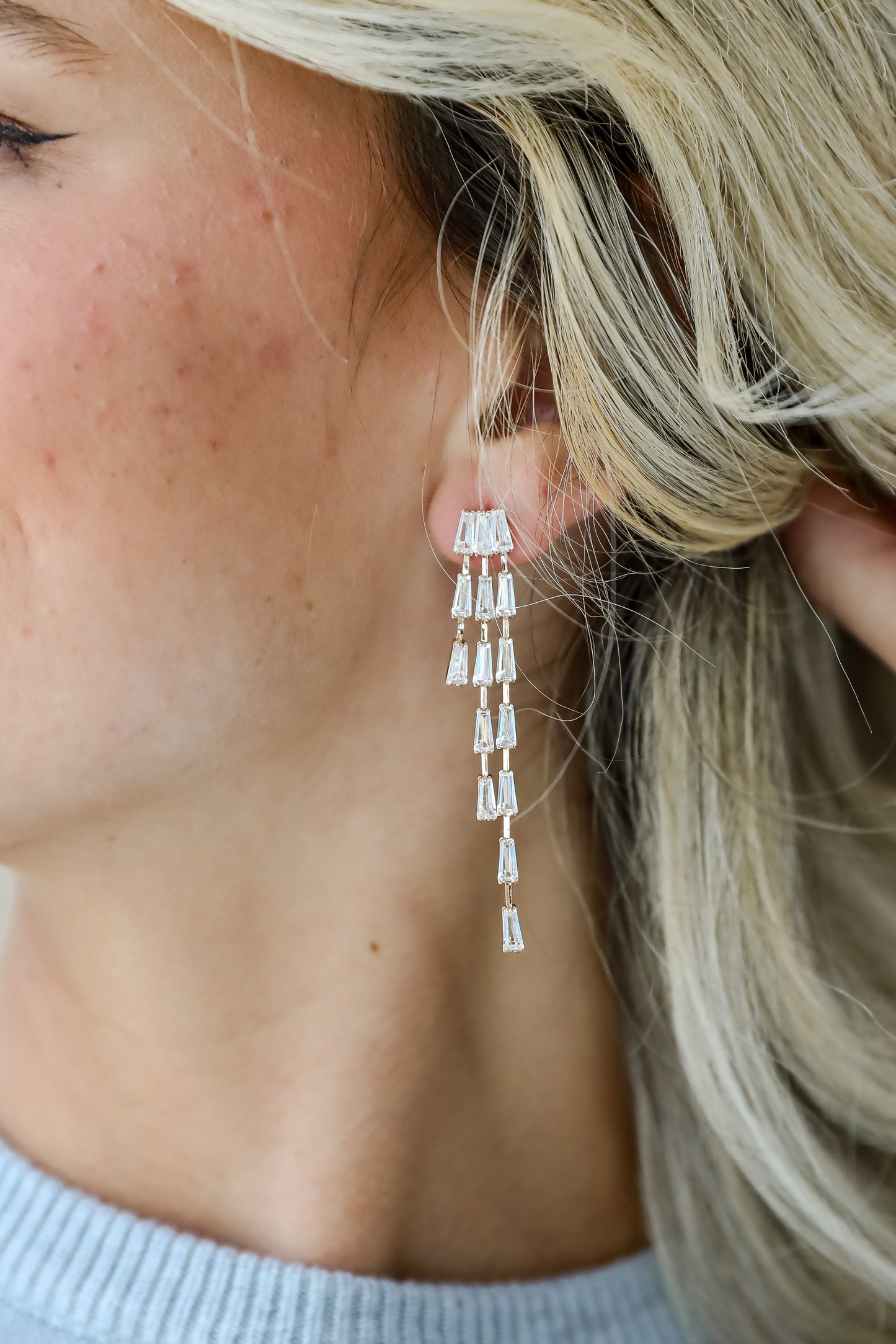 FINAL SALE - Blaire Gold Gemstone Chain Drop Earrings