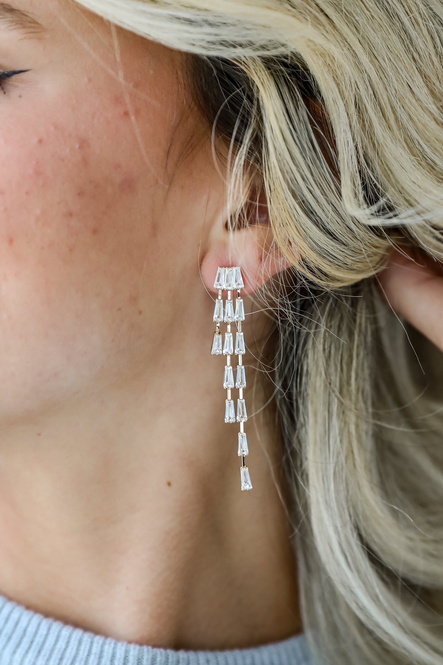 FINAL SALE - Blaire Gold Gemstone Chain Drop Earrings