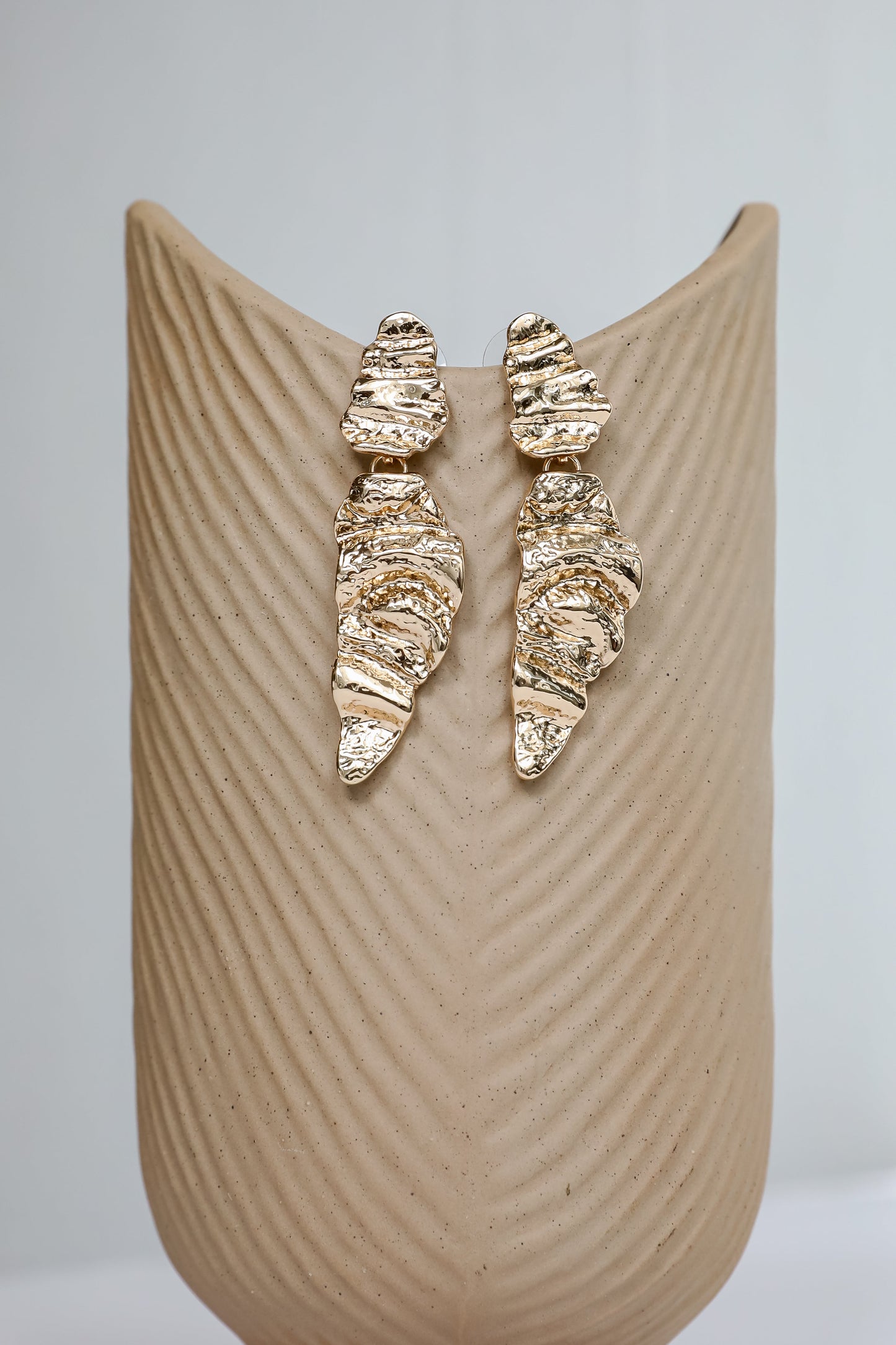 FINAL SALE - Julie Gold Hammered Drop Earrings