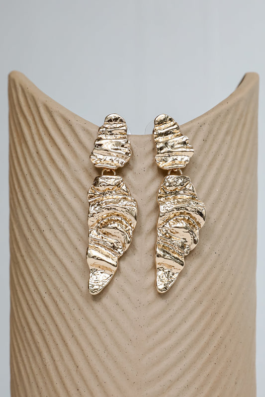 FINAL SALE - Julie Gold Hammered Drop Earrings