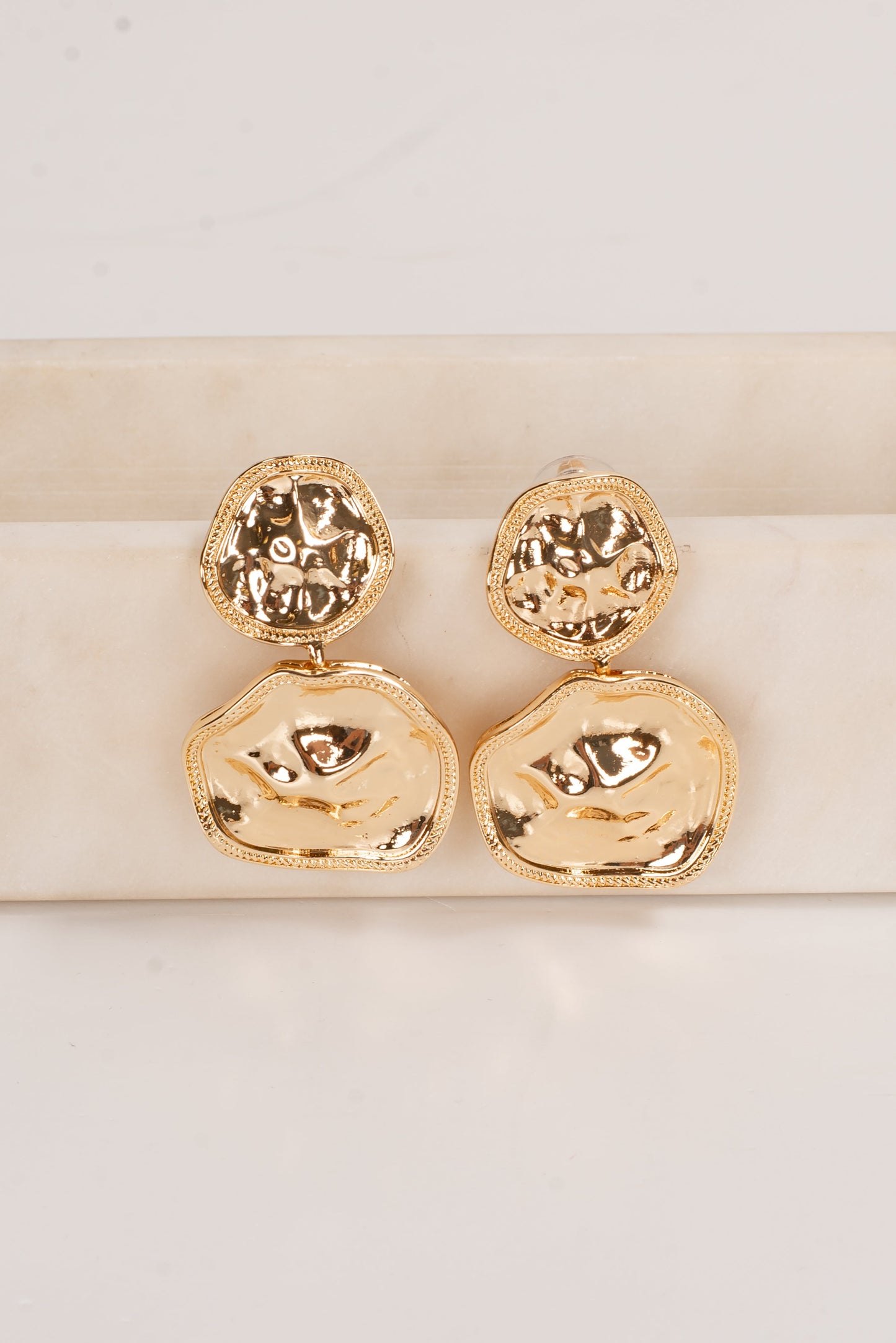 Vanessa Gold Hammered Drop Earrings