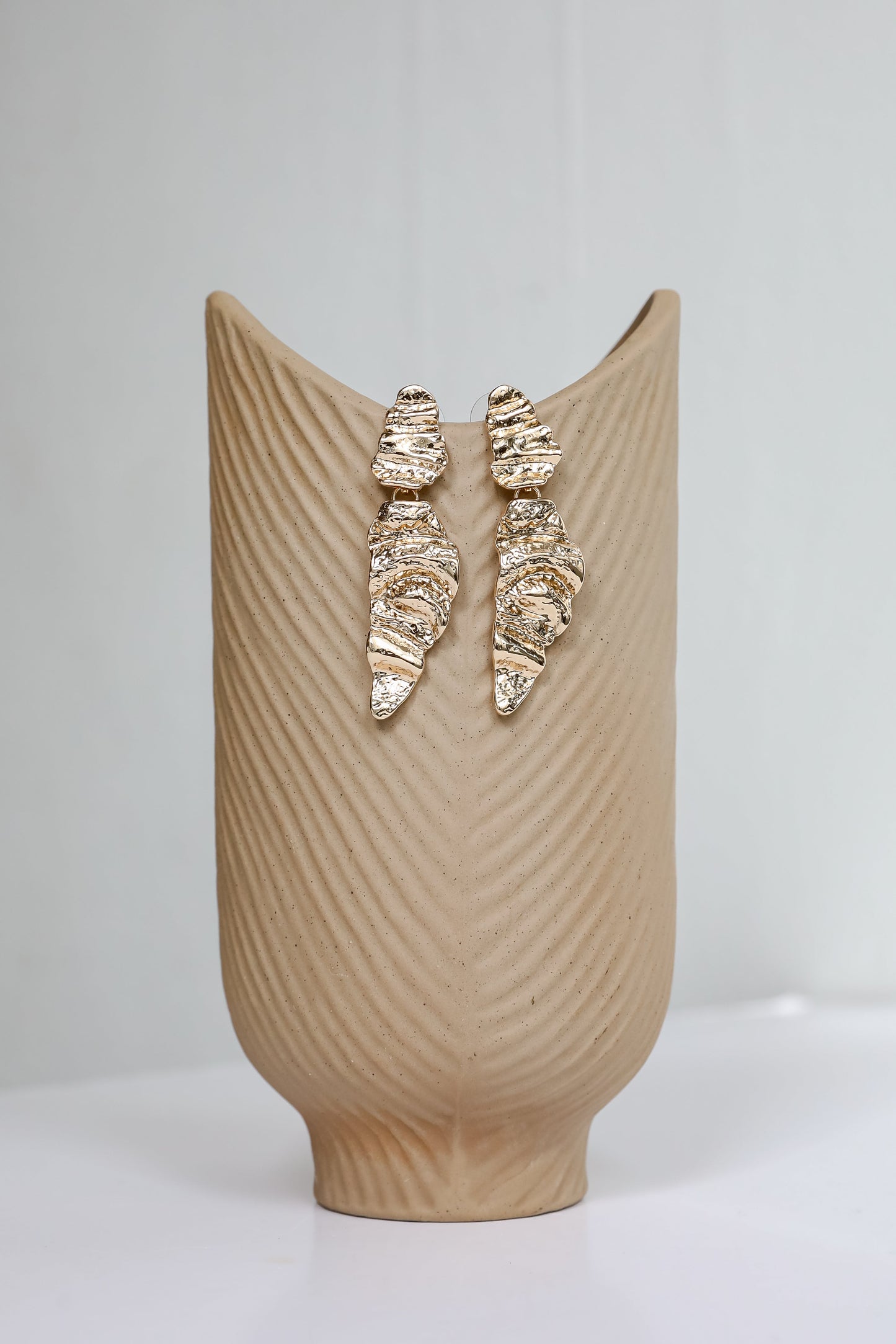 FINAL SALE - Julie Gold Hammered Drop Earrings