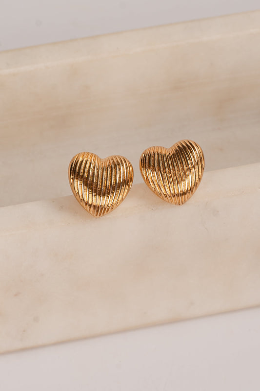 Camryn Gold Heart Stud Earrings