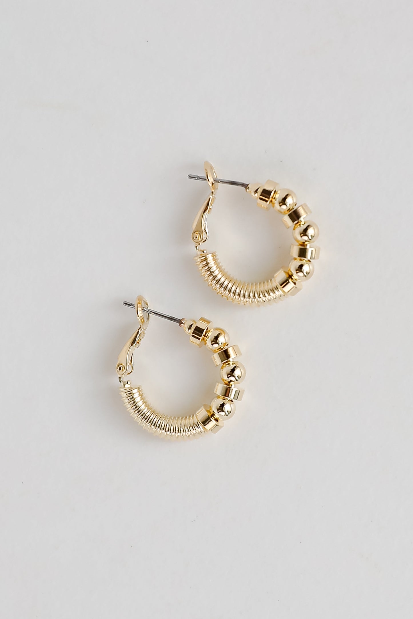 FINAL SALE - Ayla Gold Beaded Hoop Earrings