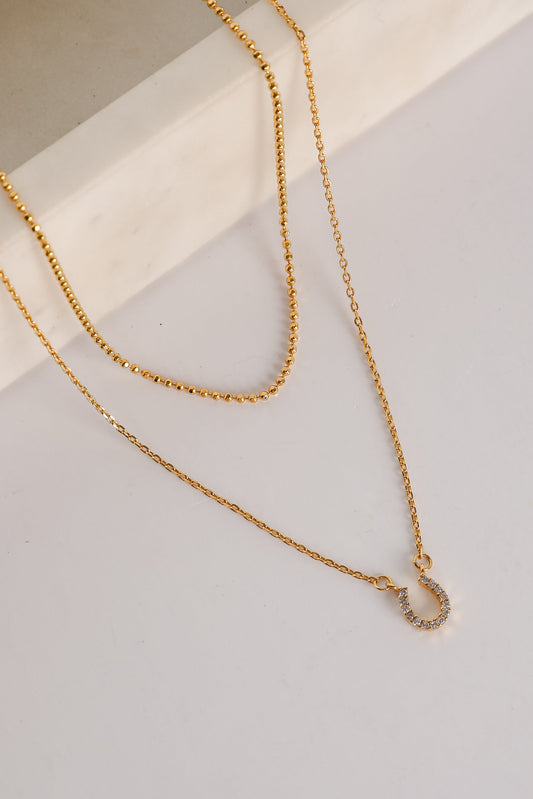 Gabby Gold Horseshoe Charm Necklace